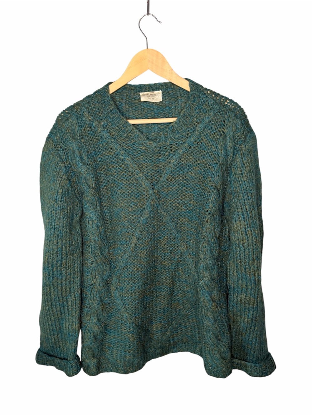 Vintage FALMERS Handknit Italian Wool
Blend Open Knit Cable Knit Sweater